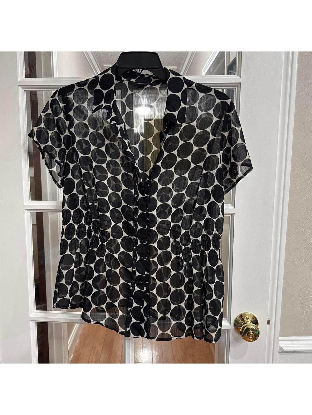Mossimo Black and White Polka Dot Button-Up Blouse